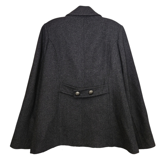 Nygard Black Label Wool Pea Coat M Charcoal Pinstripe Double Breasted - Picture 9 of 11